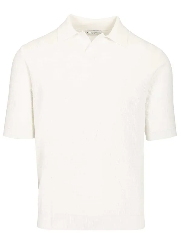 Waffle Polo Shirt White - Ballantyne