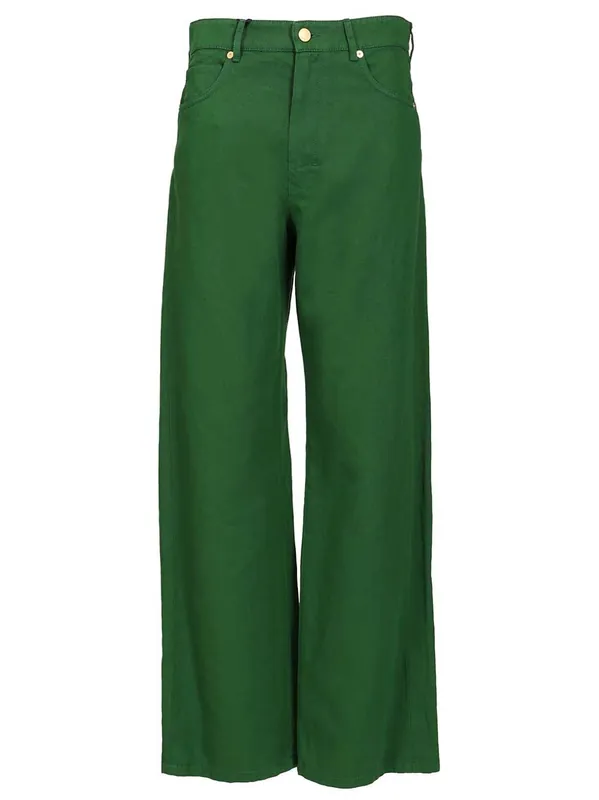 Cotton And Linen Drill Trousers Green - 'S Max Mara