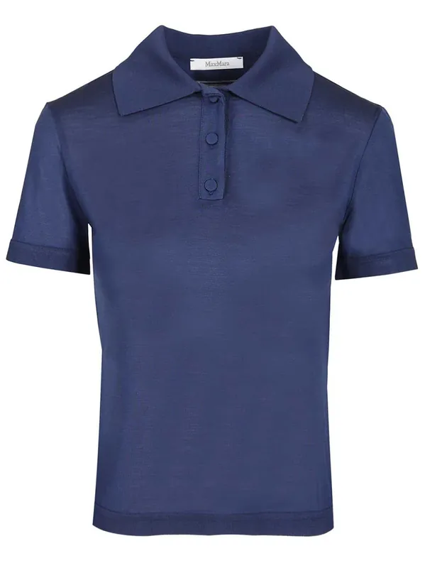 Silk Jersey Polo Shirt Blue - Max Mara