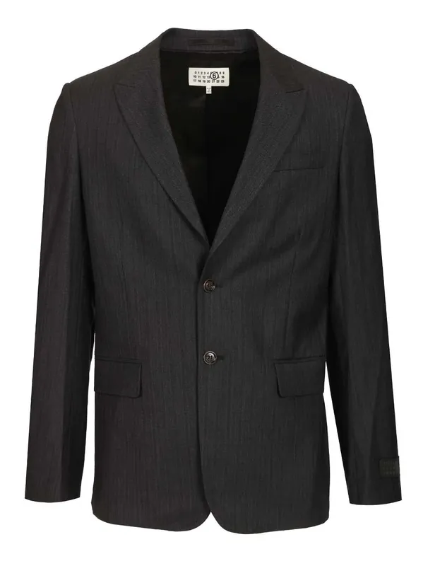 Wool And Cotton Blazer Jackets Black - MM6 Maison Margiela
