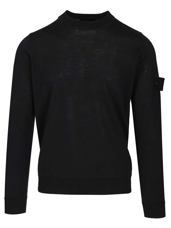 Crew Neck Sweater Knitwear Blue - Stone Island
