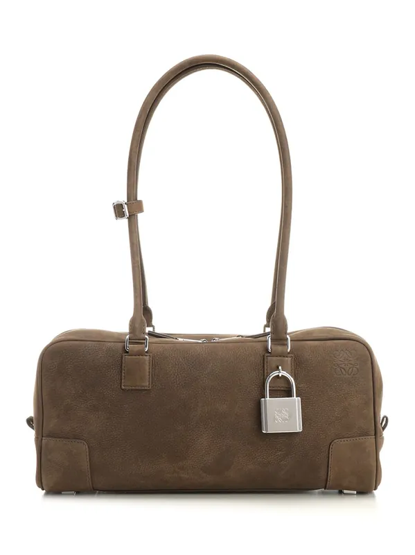 Amazona 31 Cropped Bag In Garnet Nubuck Crossbody Bags Brown - Loewe