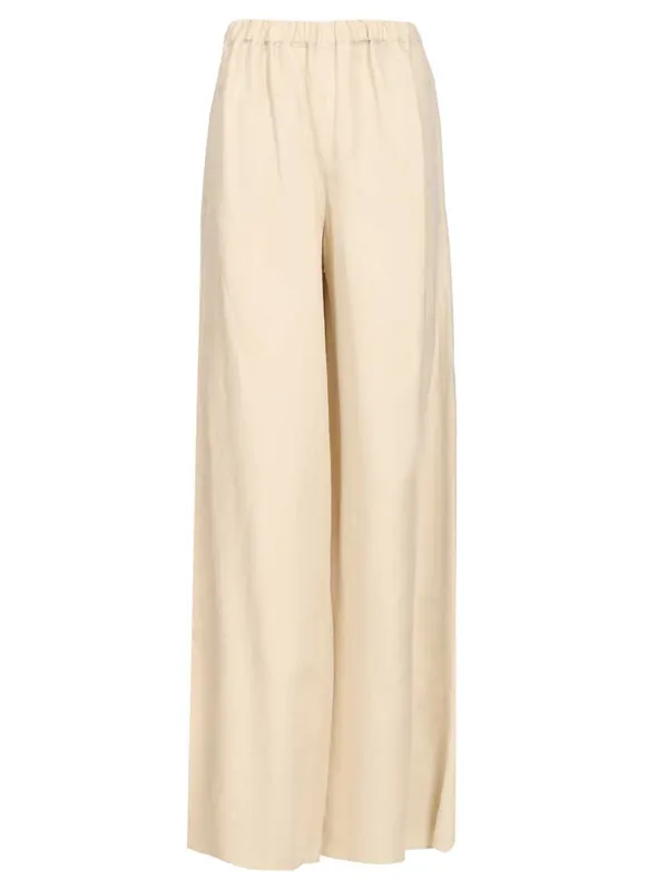 Linen And Silk Trousers Beige - Max Mara