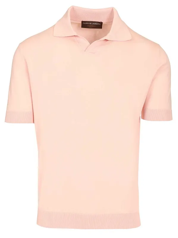 Cotton Crepe Polo Shirt Rose - Filippo De Laurentiis