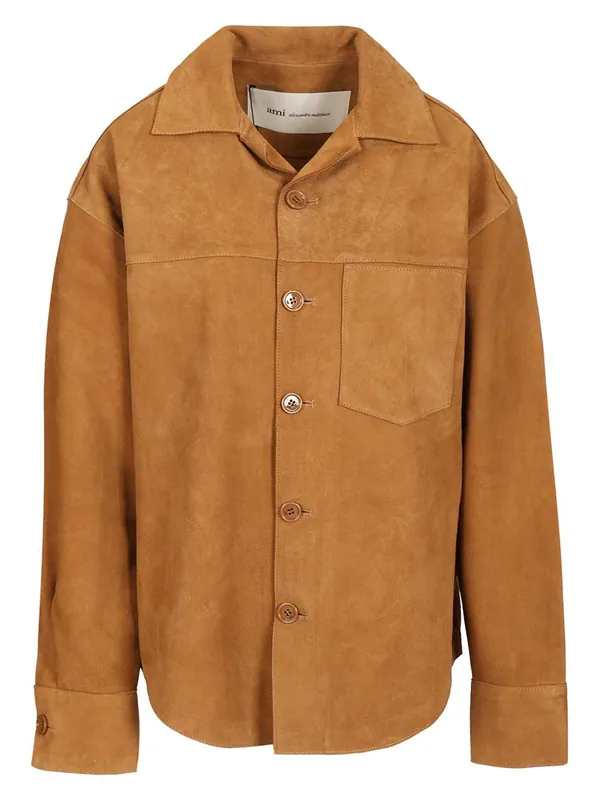 Suede Overshirt Jackets Beige - Ami Paris