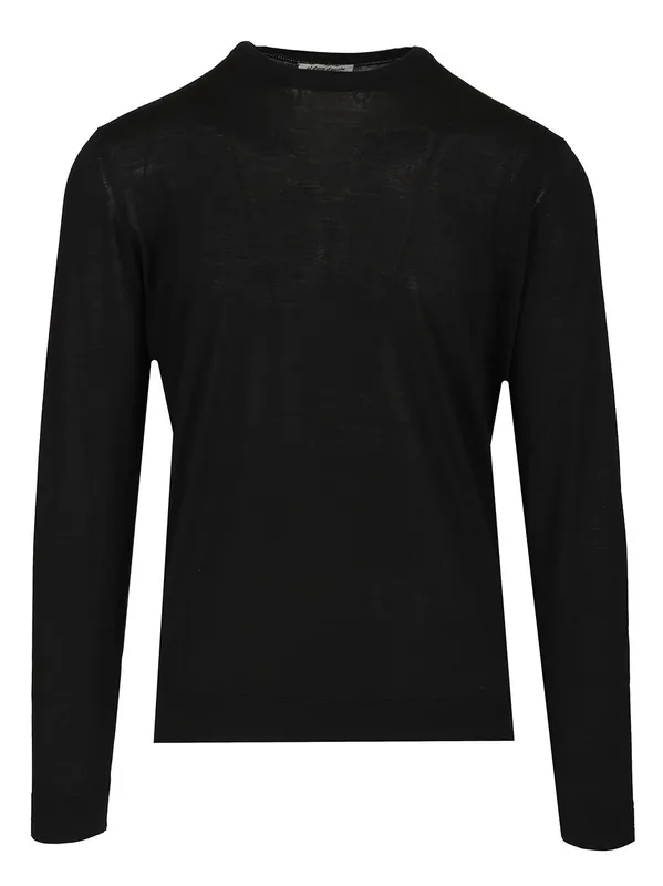 Super 180s Wool Sweater Knitwear Black - Filippo De Laurentiis