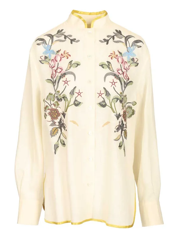 Linen Shirt With Embroidery Shirts White - Valentino Garavani