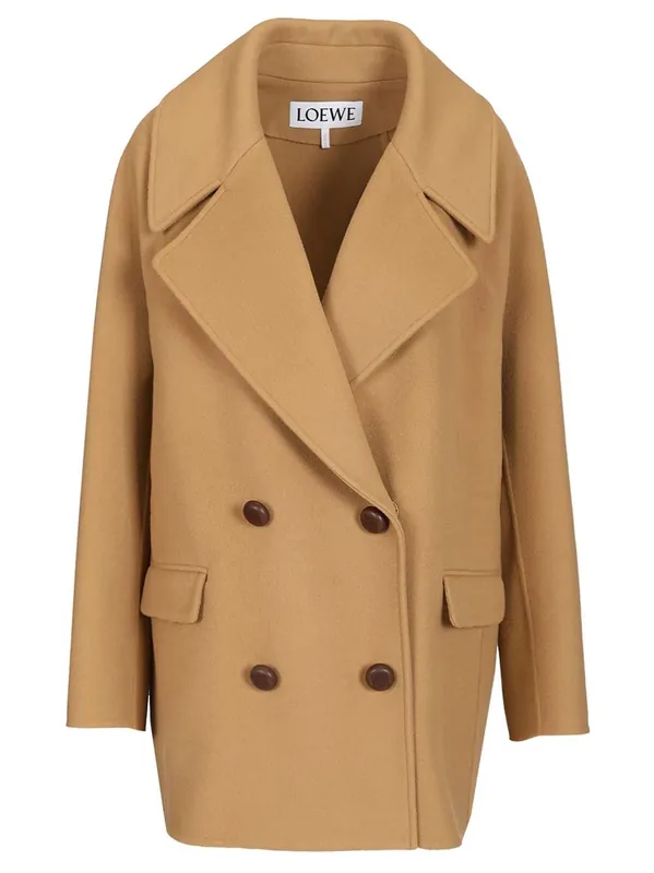 Short Wool Coat Coats Beige - Loewe