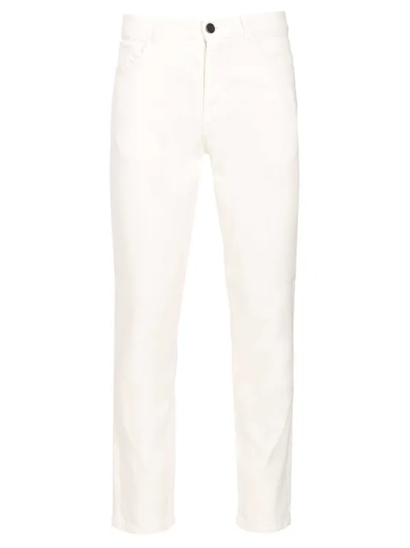 Roccia Trousers In Linen And Cotton Jeans White - Zegna
