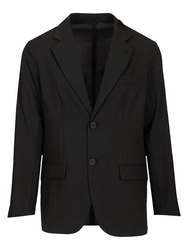 Single-Breasted Jacket In Technical Seersucker Fabric Jackets Black