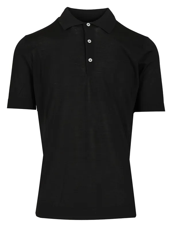 Wool Polo Shirt Black - Filippo De Laurentiis