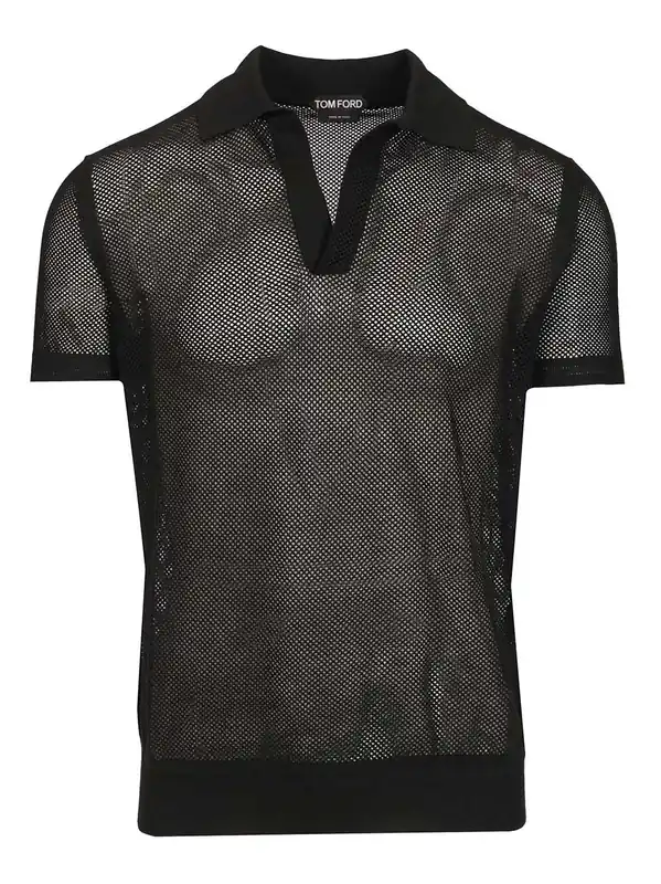 Knitted Polo Shirt Black - Tom Ford