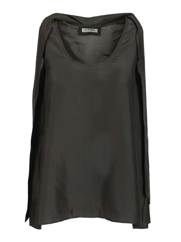 Sleeveless Silk Top Tops Grey - Durazzi Milano