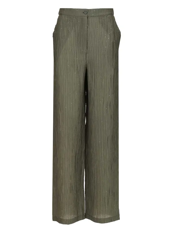 Textured Lurex Taffeta Trousers Green - Emporio Armani