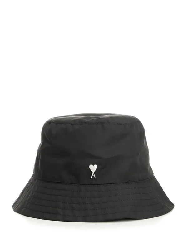 Ami De Coeur Stud Bucket Hat Technical Nylon Hats Black - Ami Paris