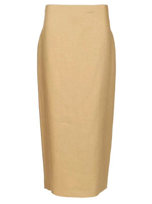 Slim-Fit Diagonal Linen Skirt Skirts Beige