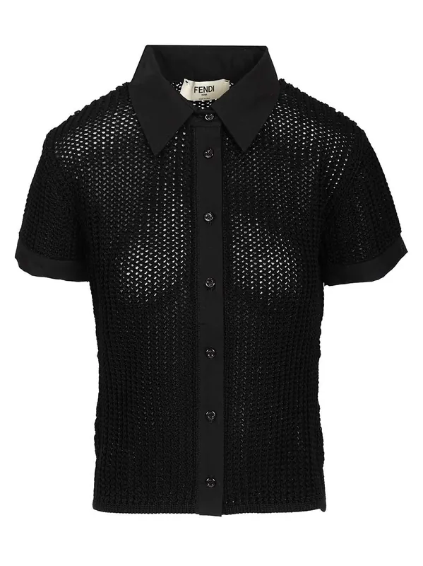 Mesh Shirt Polo Shirt Black - Fendi