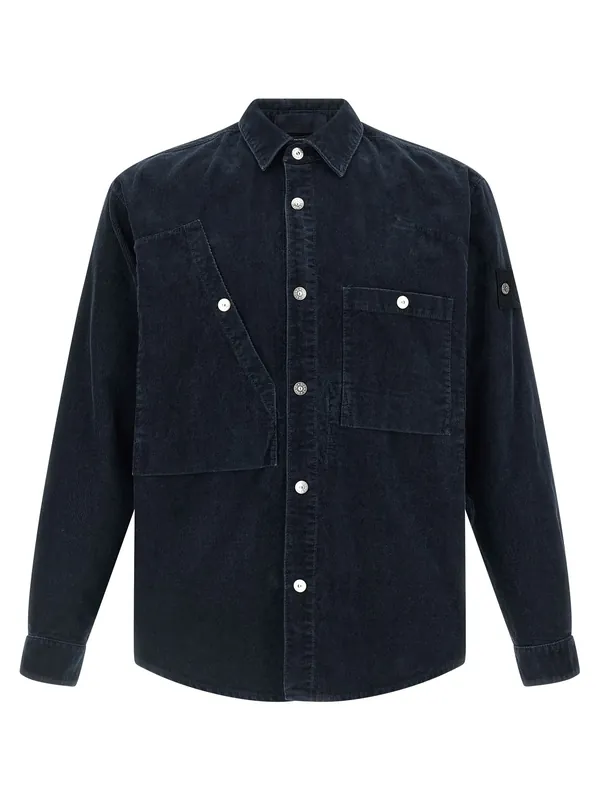 Corduroy Shirt Shirt And Blouse Blue - Stone Island