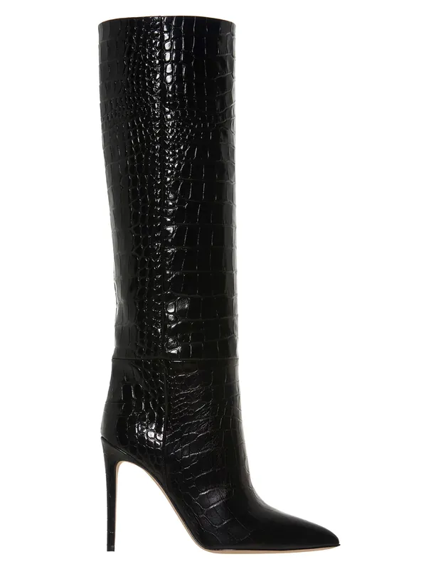 Crocodile Print Boots Boots And Ankle Boots Black - Paris Texas