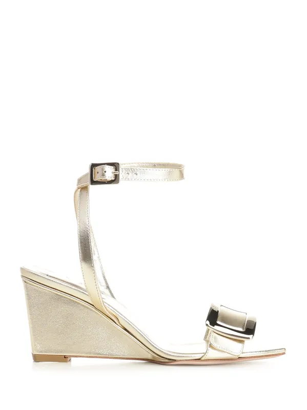 Belle Vivier Wedge Sandals Gold - Roger Vivier