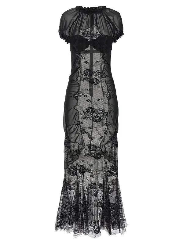 Lace Tulle Dress Dresses Black - The Attico