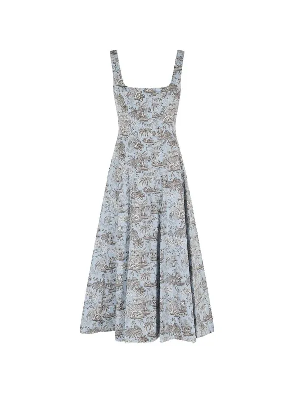 Wells Square-Neck Midi Dress