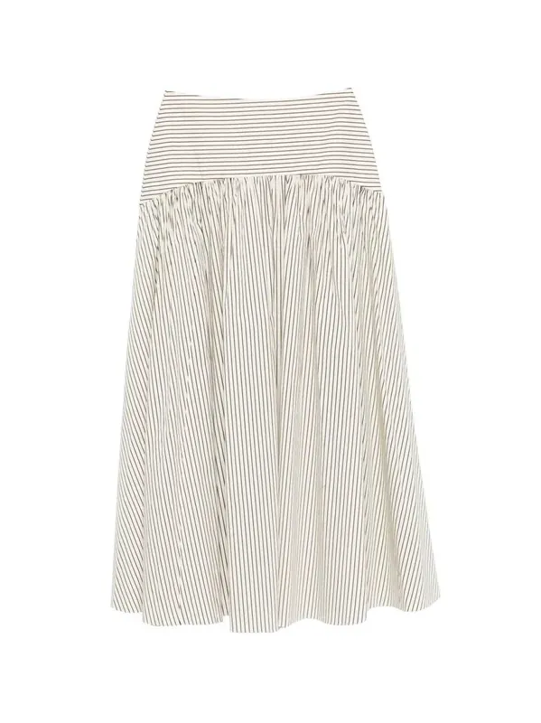 Striped Midi Skirt With Panels - Staud