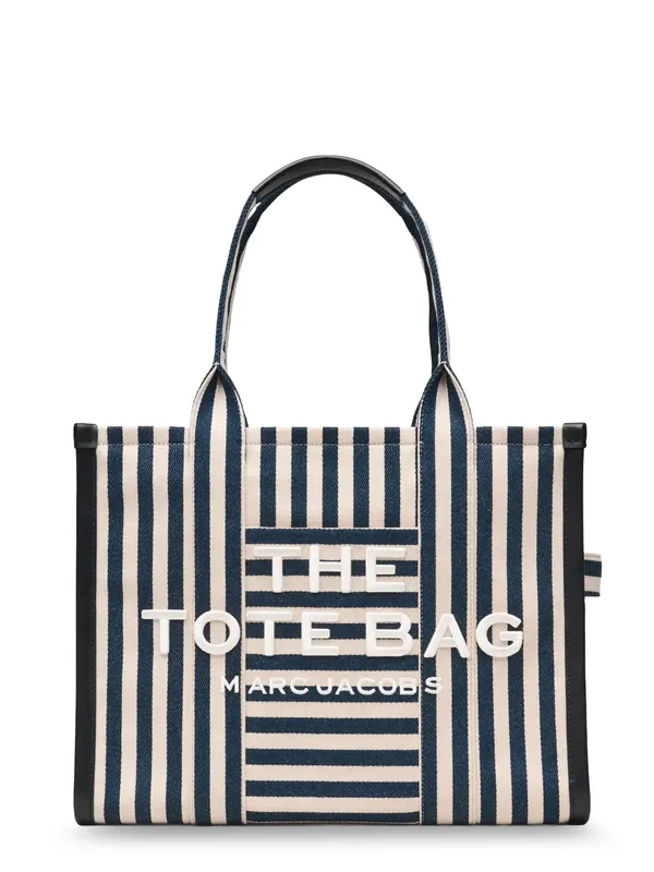 The Large Tote Canvas Handbag With Front Embroidered Logo - Marc Jacobs