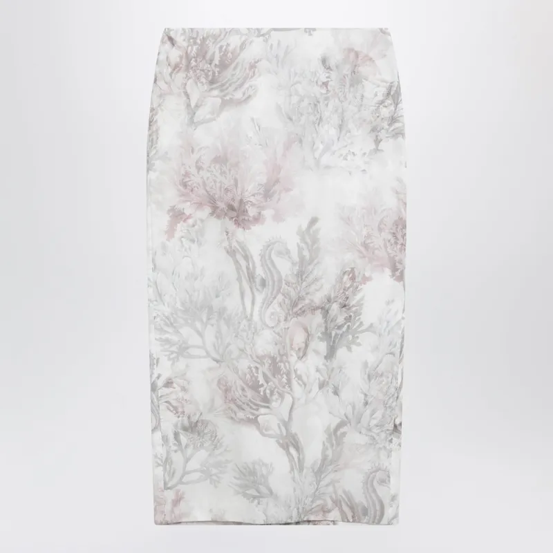 Pencil Skirt In Printed Gabardine And Organza - Max Mara