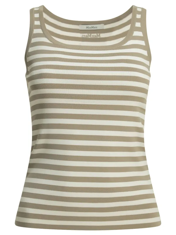 Striped Fitted Tank Top Tops Beige - Max Mara Pure