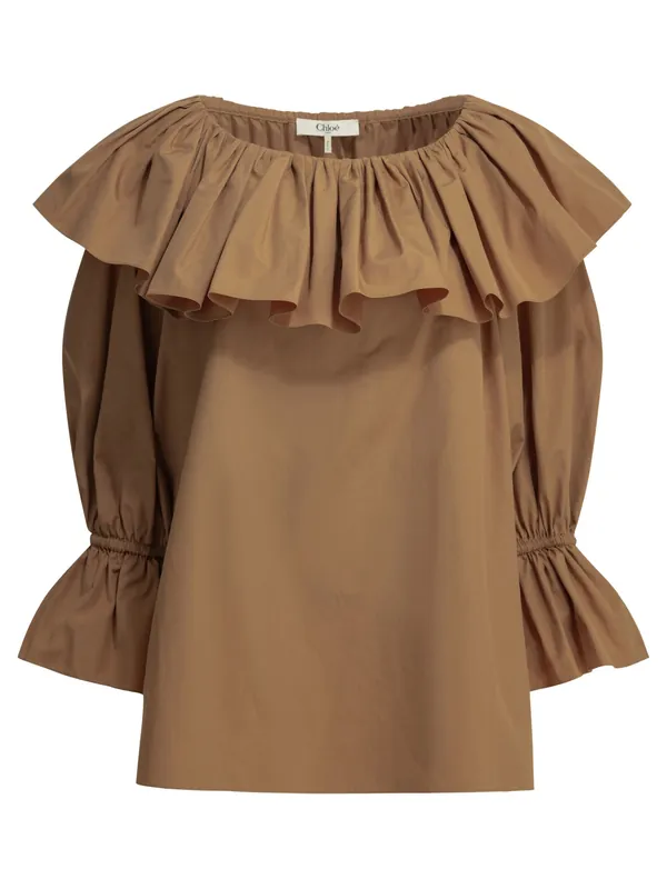 Casual Top With Ruffles Tops Brown - Chloé