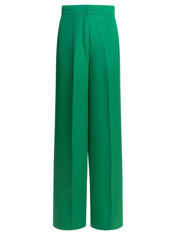 Silk Tailored Pants Trousers Green - Max Mara Pianoforte