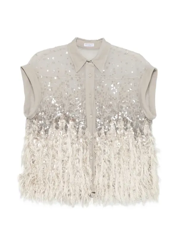 Sequin Fringe Shirt - Brunello Cucinelli