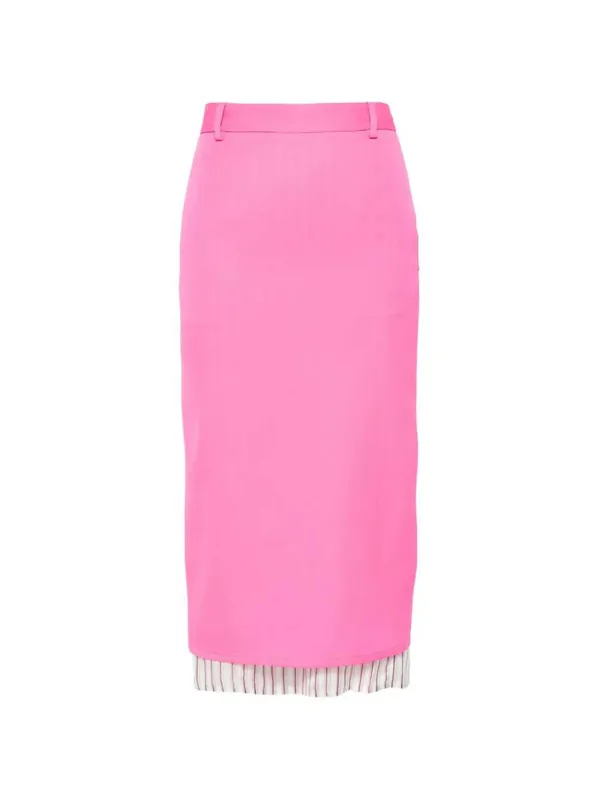 Midi Skirt With Striped Hem - The Attico