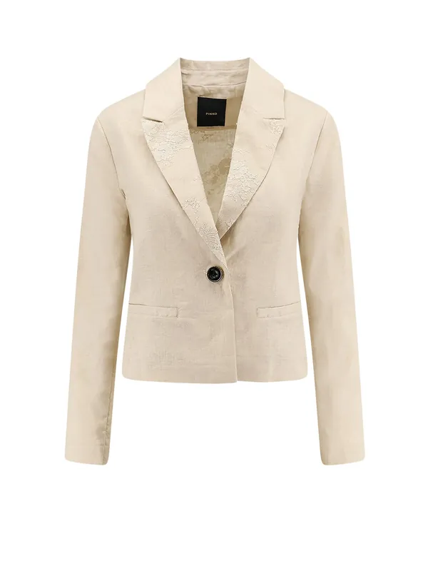 Idony Embroidered Linen Blazer - Pinko