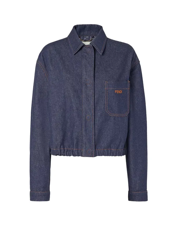 Denim Jacket With Front Embroidered Logo - Fendi