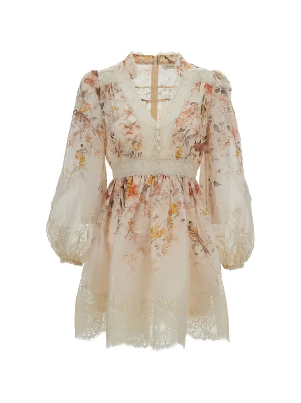 Luna Linen And Silk Mini Dress - Zimmermann