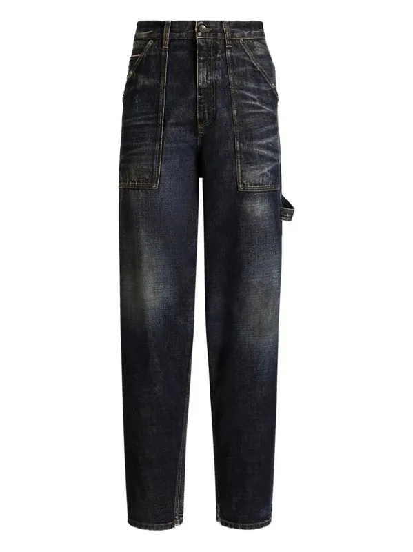 Jeans With Logo Plaque - Dolce & Gabbana