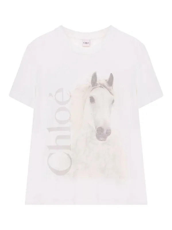 Faded Horse-Print Cotton Jersey T-Shirt