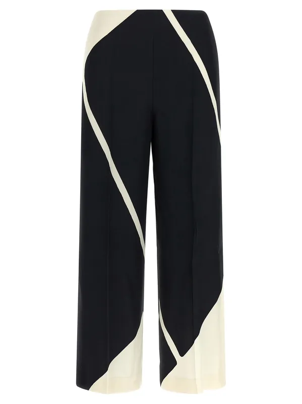 Cropped Pants White/Black - Alberta Ferretti