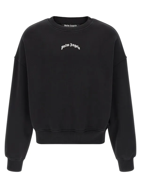 Back Curved Logo Sweatshirt White/Black - Palm Angels