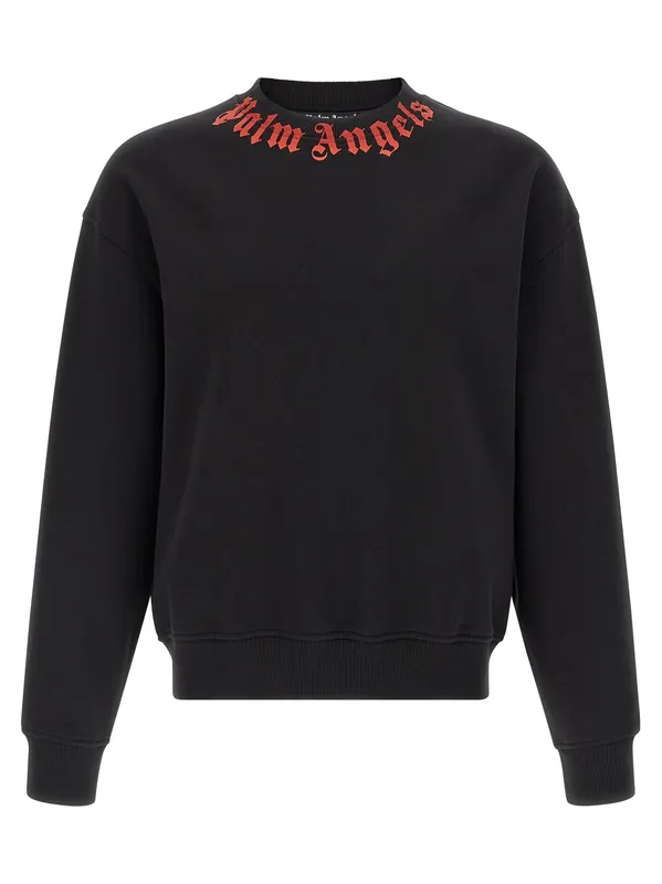 Neck Logo Sweatshirt Black - Palm Angels