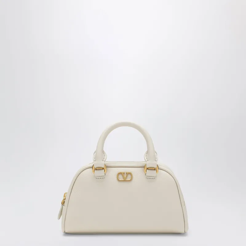 Ivory V Logo Signature Mini Duffle Bag In Grained Calfskin - Valentino Garavani