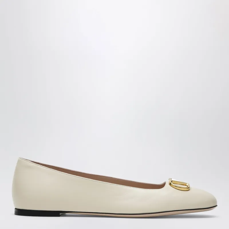 White V Logo Signature Ballerina Flats In Nappa Leather - Valentino Garavani