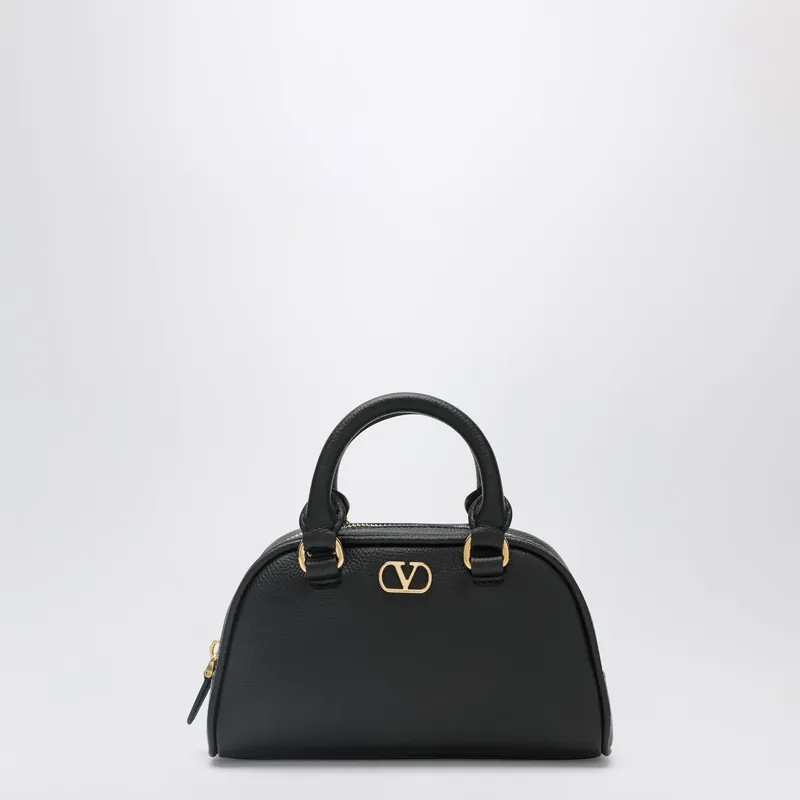 Black V Logo Signature Mini Duffle Bag In Grained Calfskin - Valentino Garavani