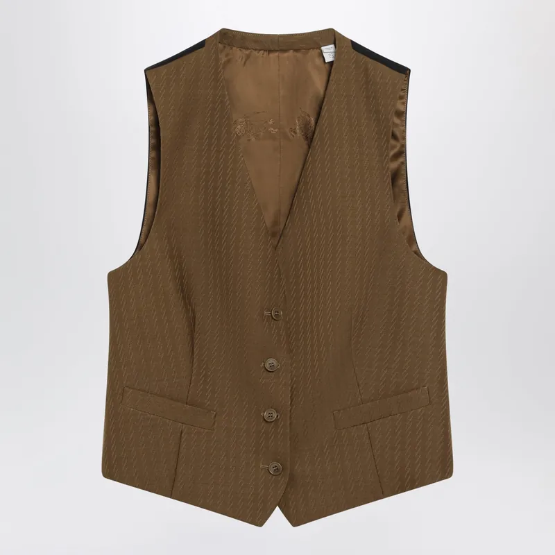 Brown Wool And Mohair Vest By Burberry