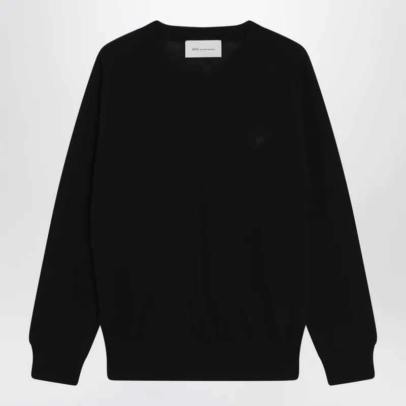 Black Ami De Coeur Wool Sweater By Ami Paris