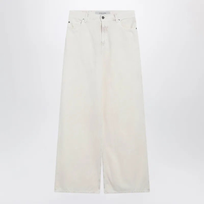White Wide-Leg Denim Trousers