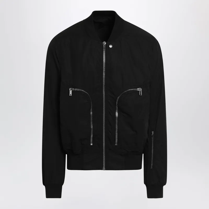 Bauhaus Flight Ribbed Cotton Bomber Jacket In Black - Rick Owens DRKSHDW