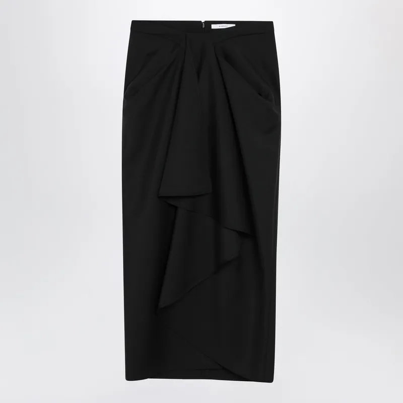 Draped Skirt In Black Wool And Mohair - Givenchy
